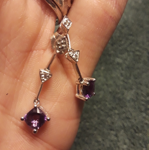 Sterling silver Amethyst earrings - Picture 3 of 5